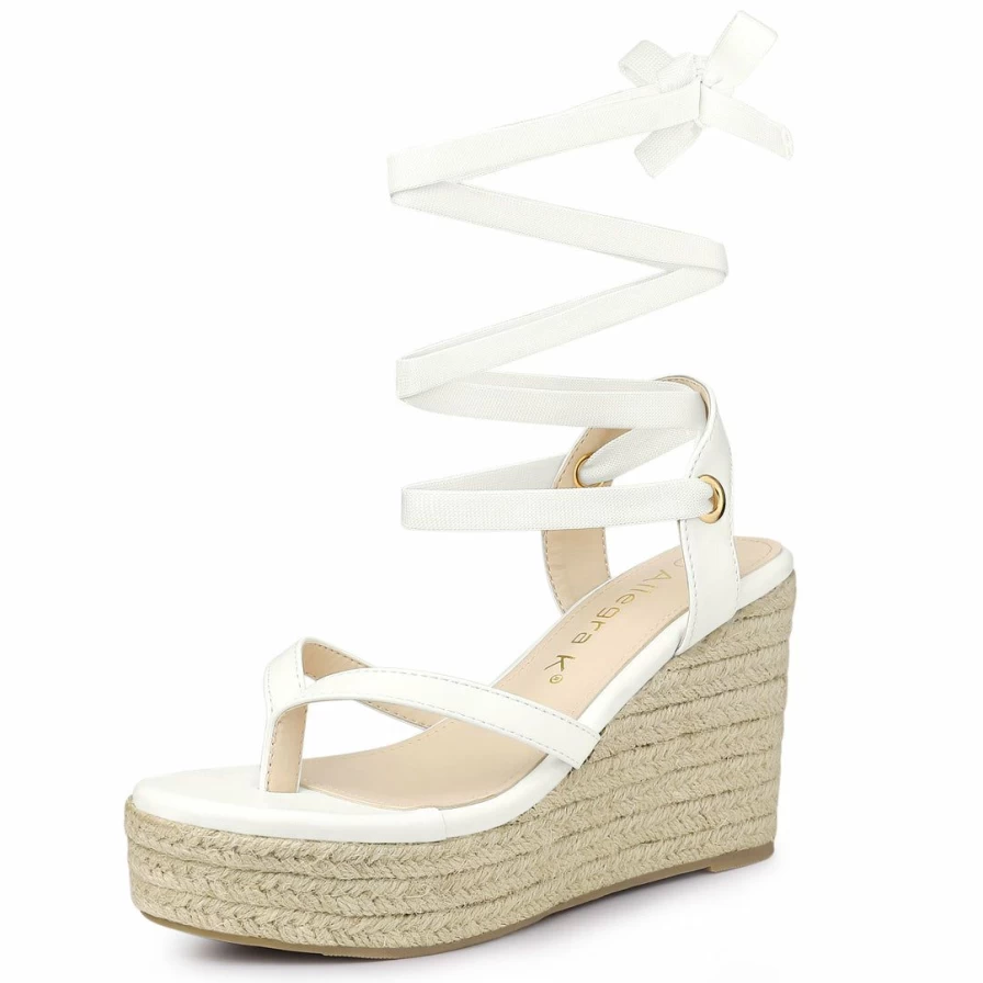 Allegra K Women's Wedge Flip Flops Platform Sandals with Strappy Slingback Design