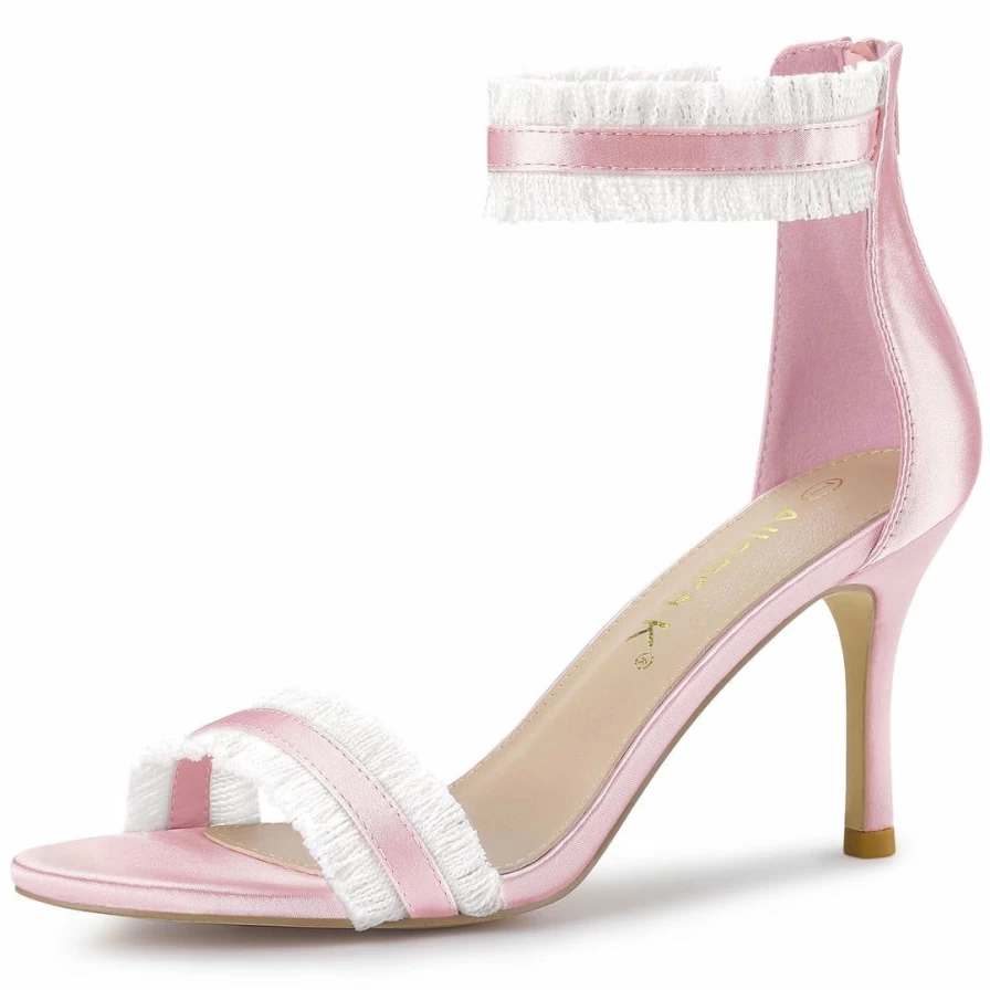 Women's Ankle Strap Stiletto Heel Sandals - Elegant High Heel Dress Shoes for Evening Wear
