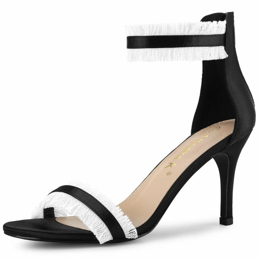 Women's Ankle Strap Stiletto Heel Sandals - Elegant High Heel Dress Shoes for Evening Wear
