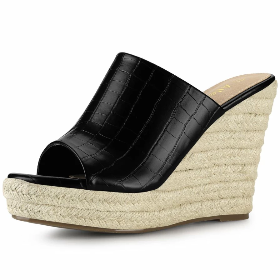 Women's Open-Toe Slip-On Platform Wedge Sandals with Heel for Comfort and Style
