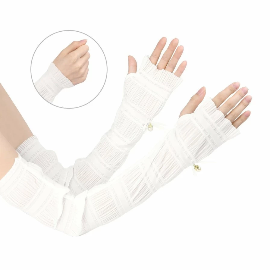 Sun Protection Fingerless Gloves for Women - UV Blocking Long Arm Sleeves Outdoor Accessories