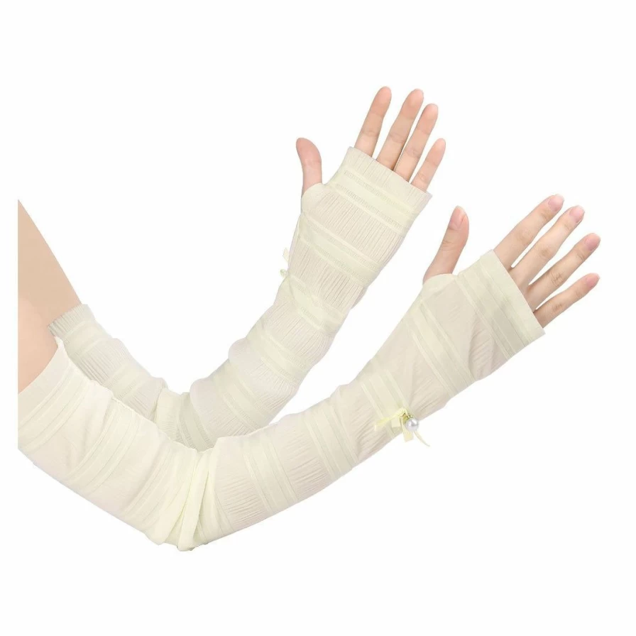 Sun Protection Fingerless Gloves for Women - UV Blocking Long Arm Sleeves Outdoor Accessories