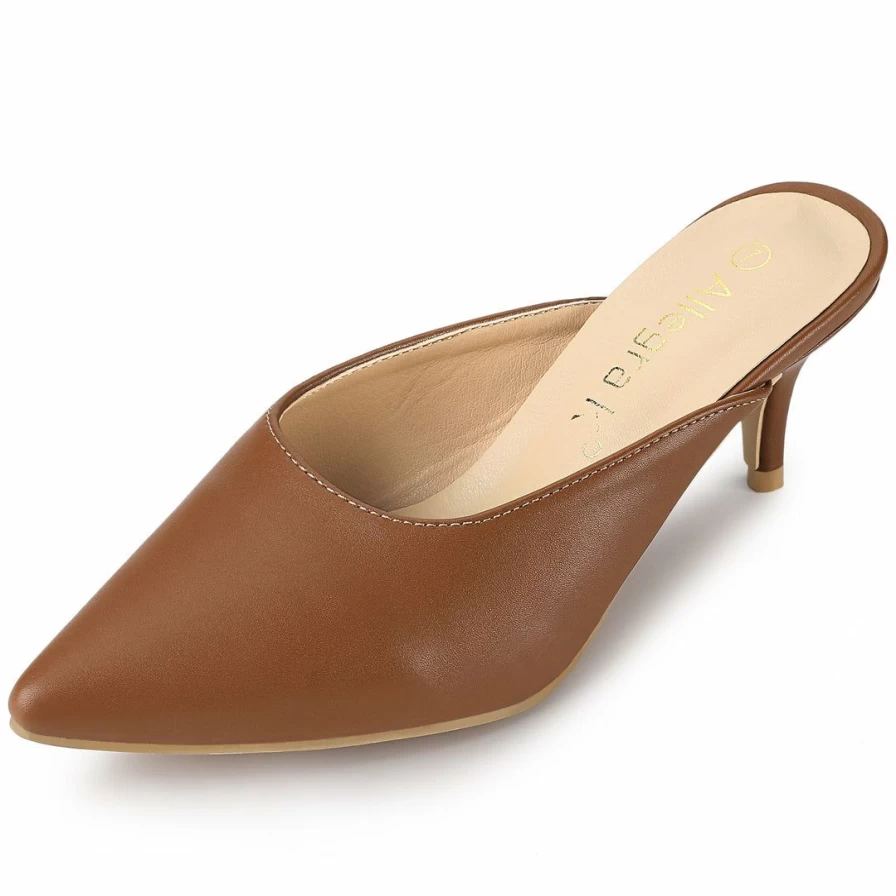 Allegra K Women's Pointed Toe Stiletto Heel Slide Mules - Elegant High Heel Sandals for Women