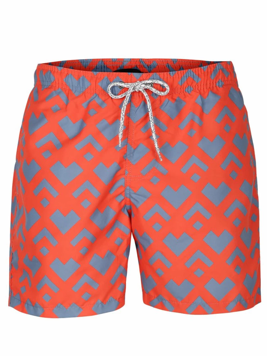 Men's Summer Swim Shorts Elastic Waist Drawstring Beach Board Shorts with Mesh Lining Quick-Dry Comfort