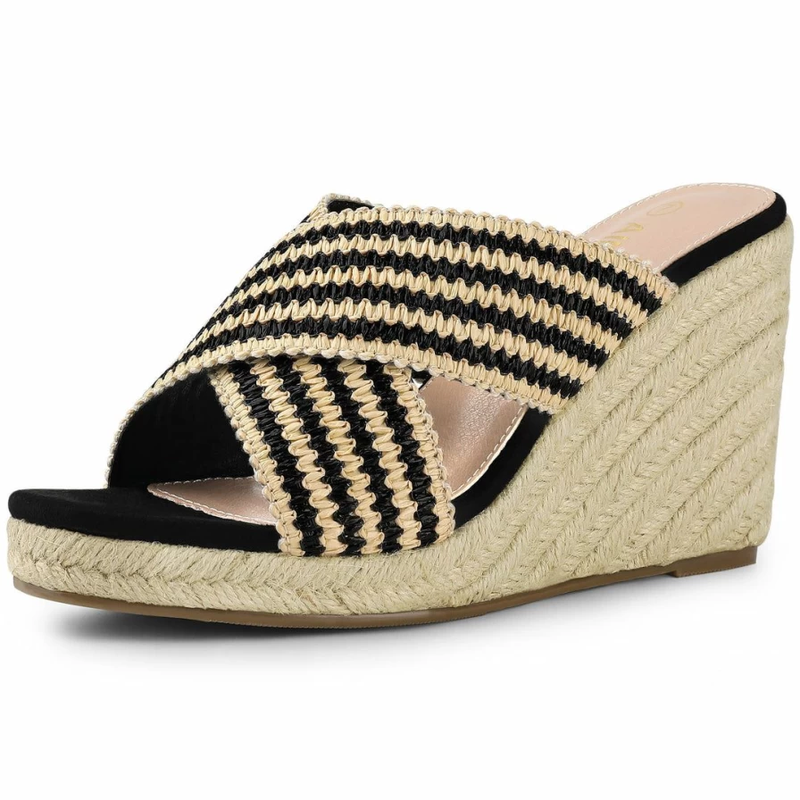 Women's Crisscross Strap Platform Wedge Slide Sandals - Comfortable Summer Shoes