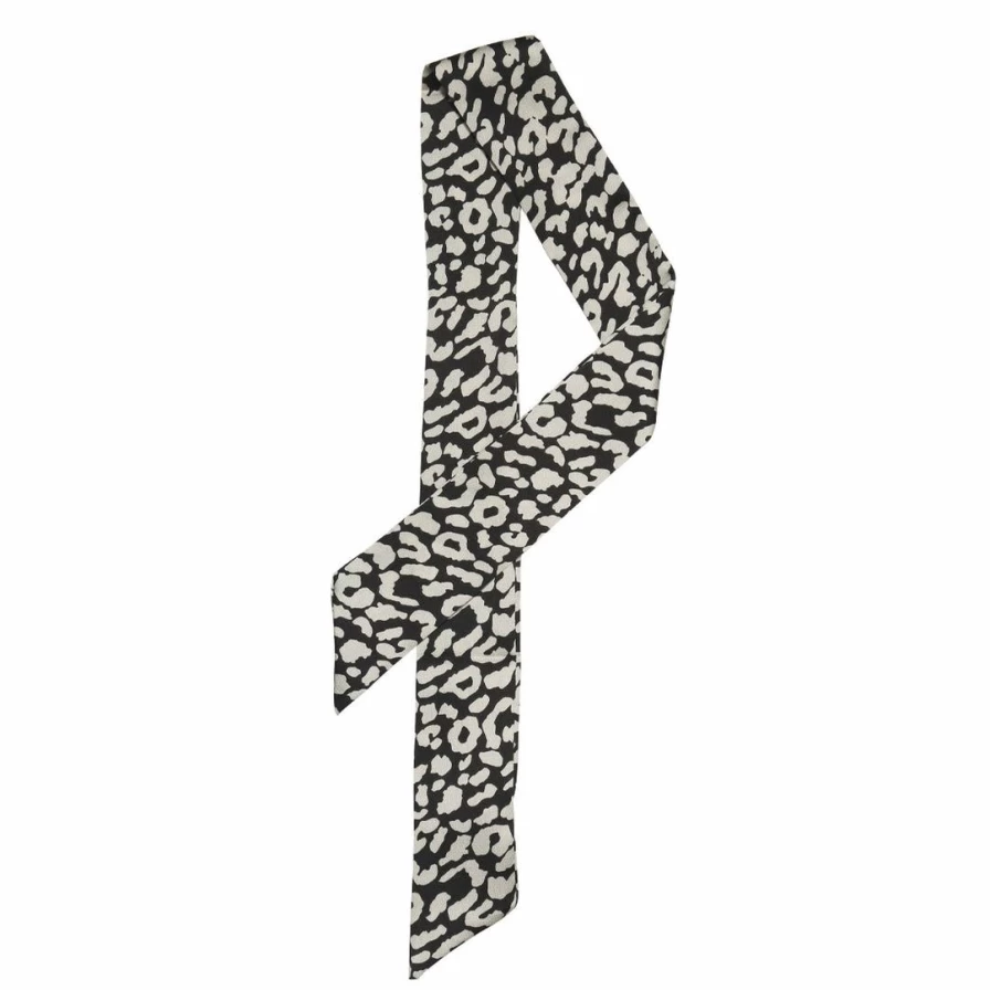 Leopard Print Skinny Scarf for Women - Long Animal Pattern Neck Scarf & Headband Accessory