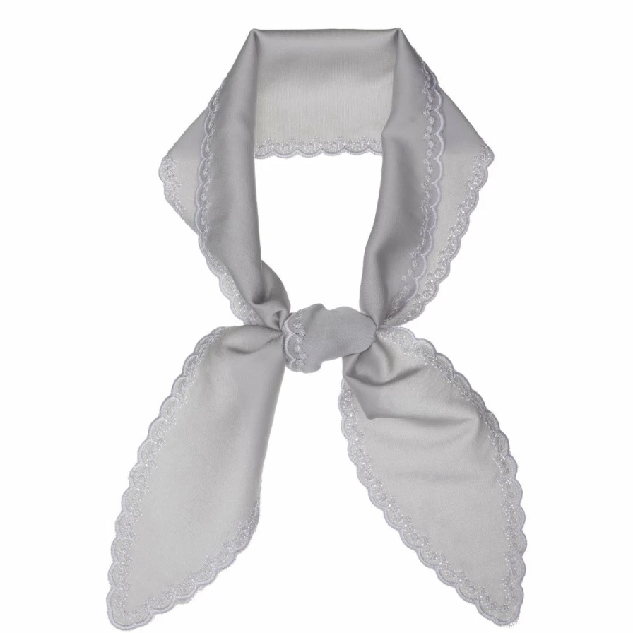Elegant Silk-Like Ribbon Scarf with Lace Embroidery - Versatile Skinny Neckerchief for Hair or Waist