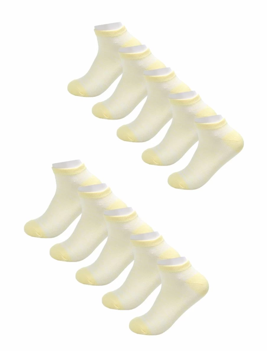 Allegra K Women's Low Cut Ankle Socks 10-Pack - Breathable Cotton, Contrast Trim, Comfort Casual Socks
