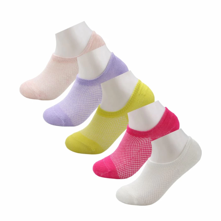 Unisex No Show Socks 5-Pack Breathable Mesh Low Cut Non-Slip Cotton Casual Socks