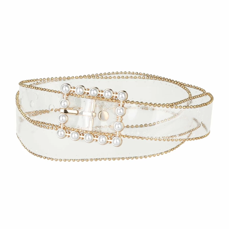 Women's Clear Waist Belt for Jeans & Trousers with Rectangle Buckle - Fashion Transparent Accessory