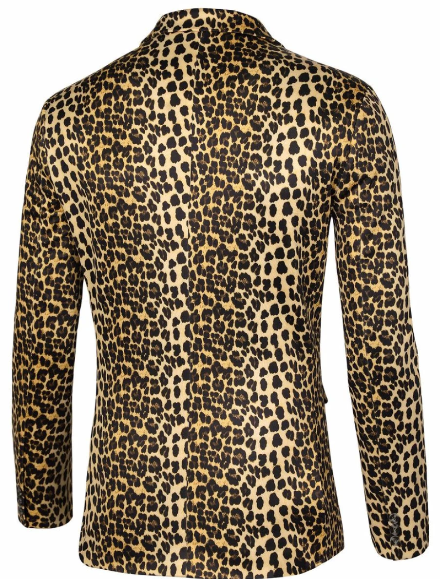 Men's Vintage Leopard Print Slim Fit Blazer Jacket with Notched Lapel - Stylish Fashion Coat