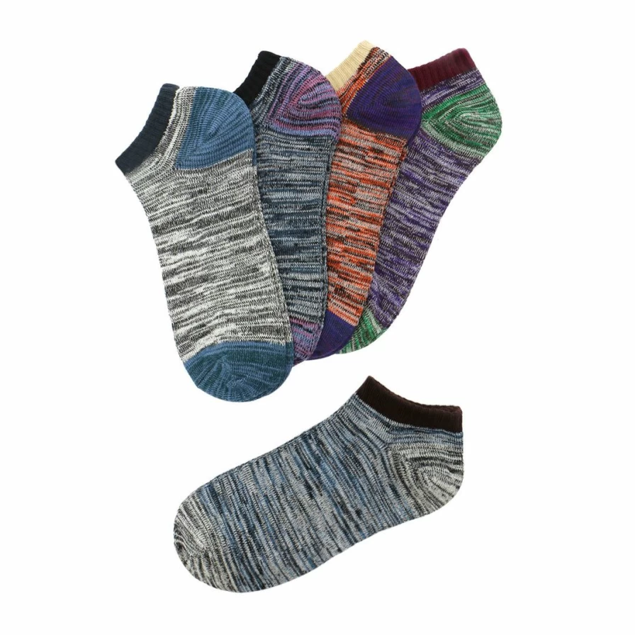Men's Low Cut Elastic Ankle Socks 5-Pack for Shoe Sizes 10-13 - Breathable Comfort Short Socks
