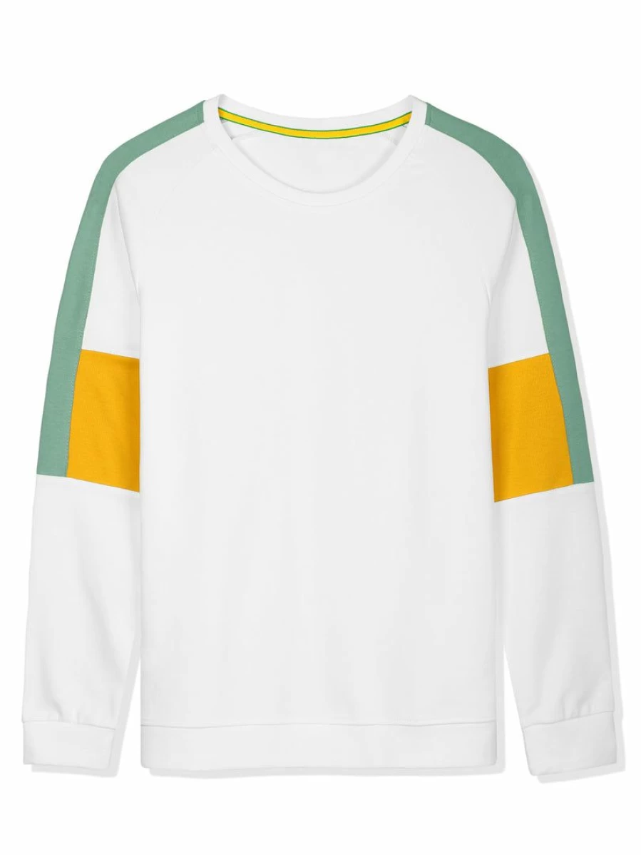 Men's Color Block Crew Neck Pullover Sweatshirt - Long Sleeve Casual Jumper