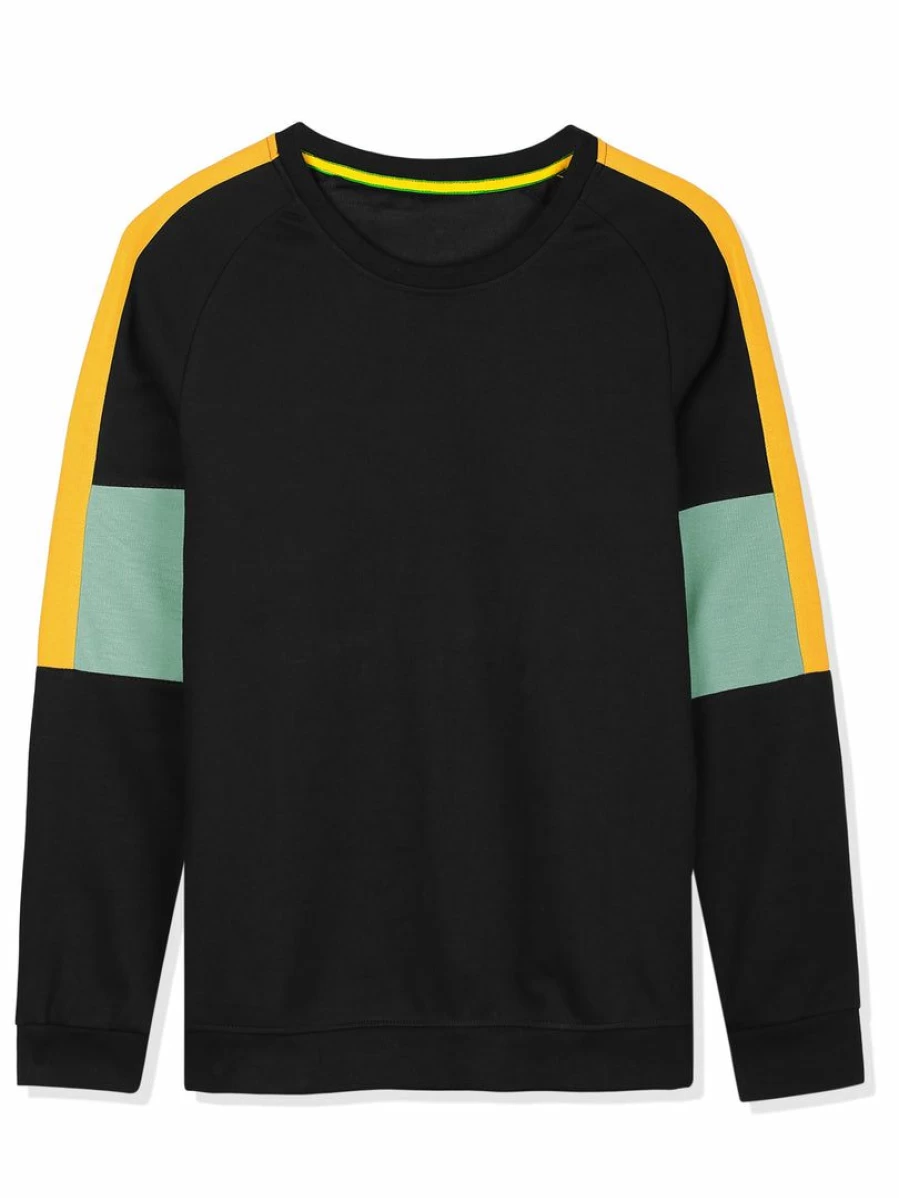 Men's Color Block Crew Neck Pullover Sweatshirt - Long Sleeve Casual Jumper