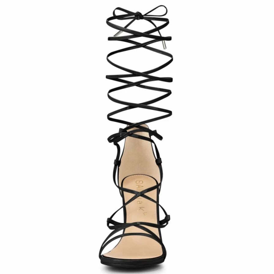 Women's Strappy Lace-Up Stiletto Heel Sandals - Elegant High Heel Summer Shoes