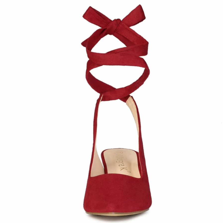 Elegant Women's Pointed Toe Kitten Heel Lace-Up Pumps for Stylish Comfort