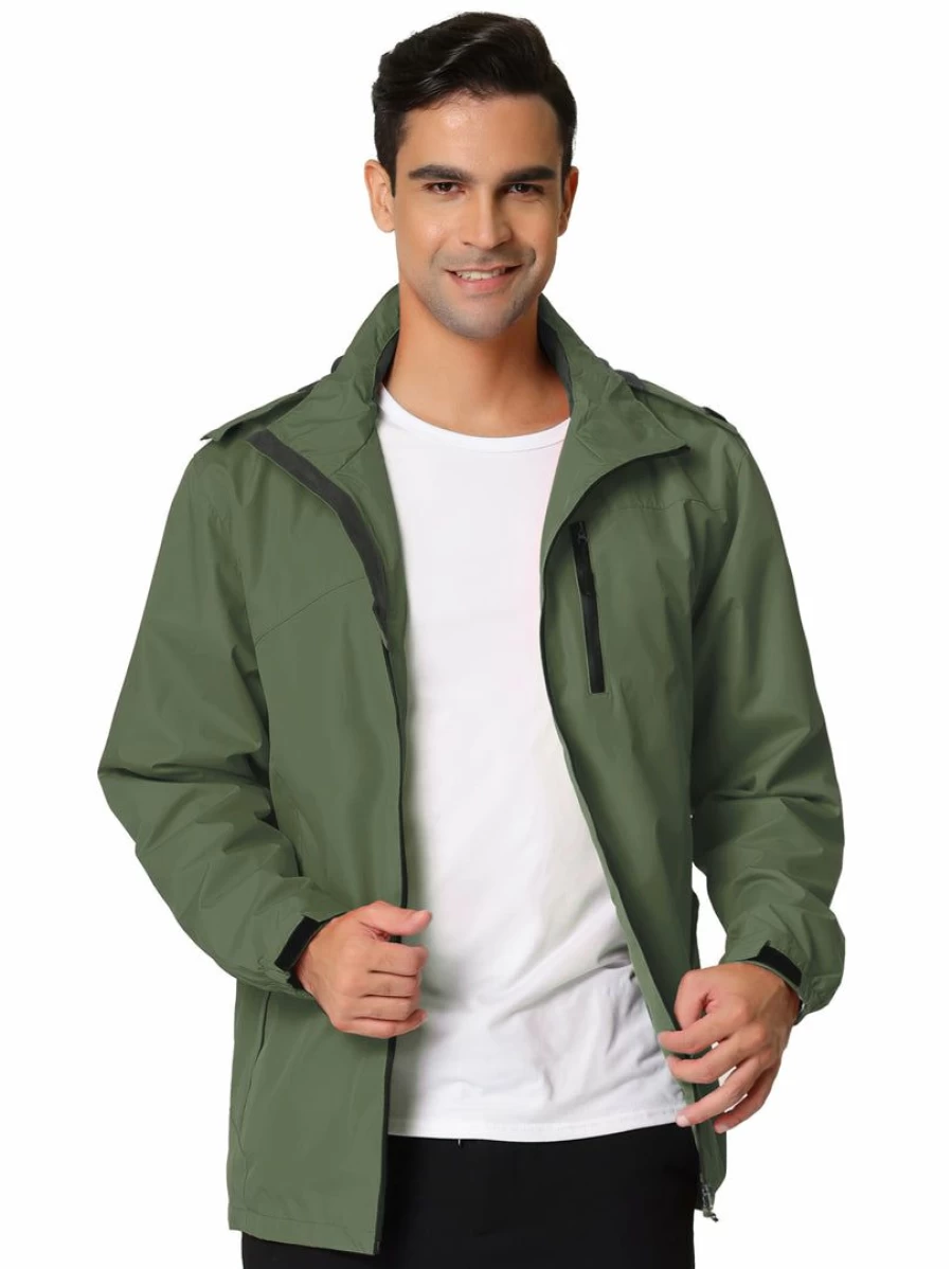 Men's Lightweight Windbreaker Hooded Rain Jacket for Hiking & Outdoor Activities Full-Zip Water-Resistant