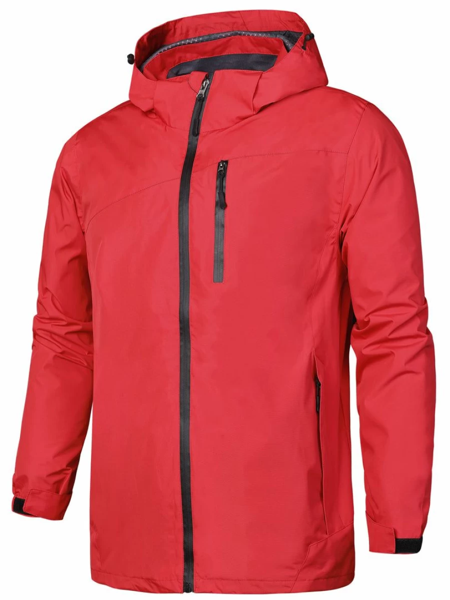 Men's Lightweight Windbreaker Hooded Rain Jacket for Hiking & Outdoor Activities Full-Zip Water-Resistant