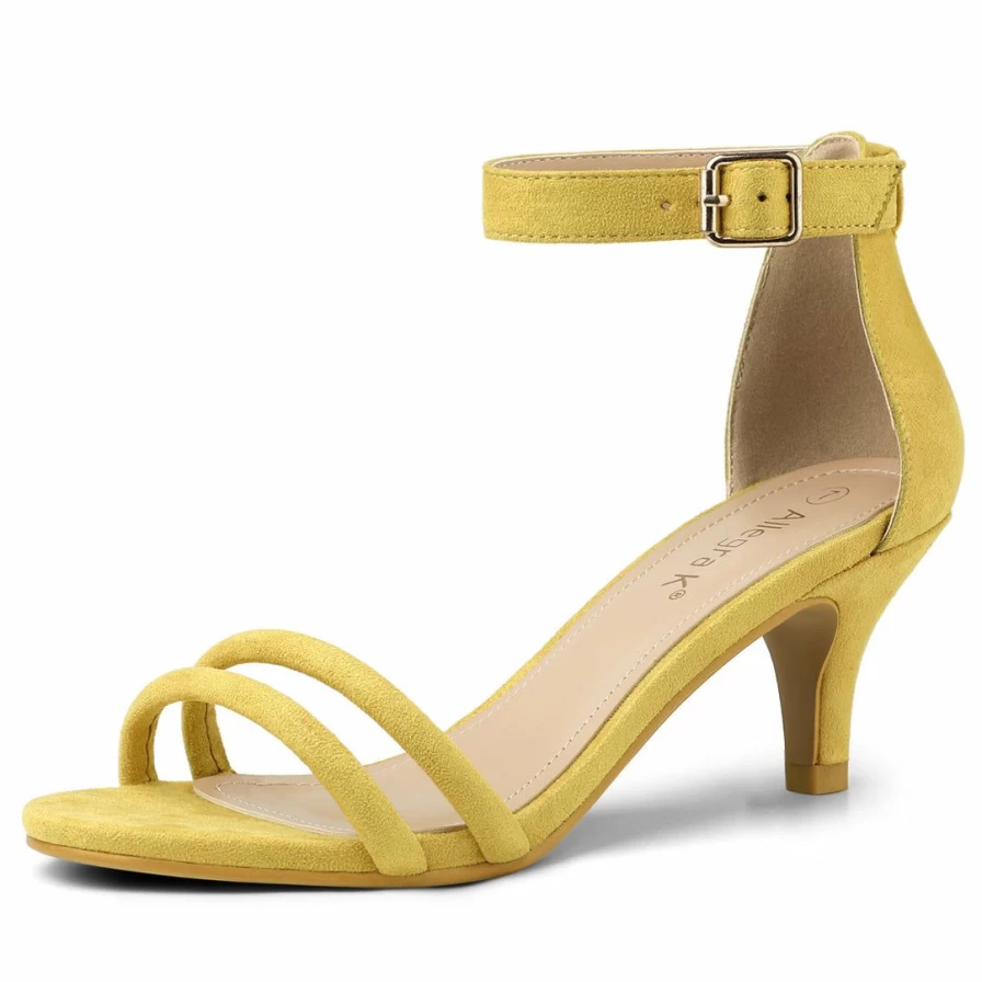 Allegra K Women's Ankle Strap Kitten Heel Sandals - Elegant Low Heel Dress Shoes