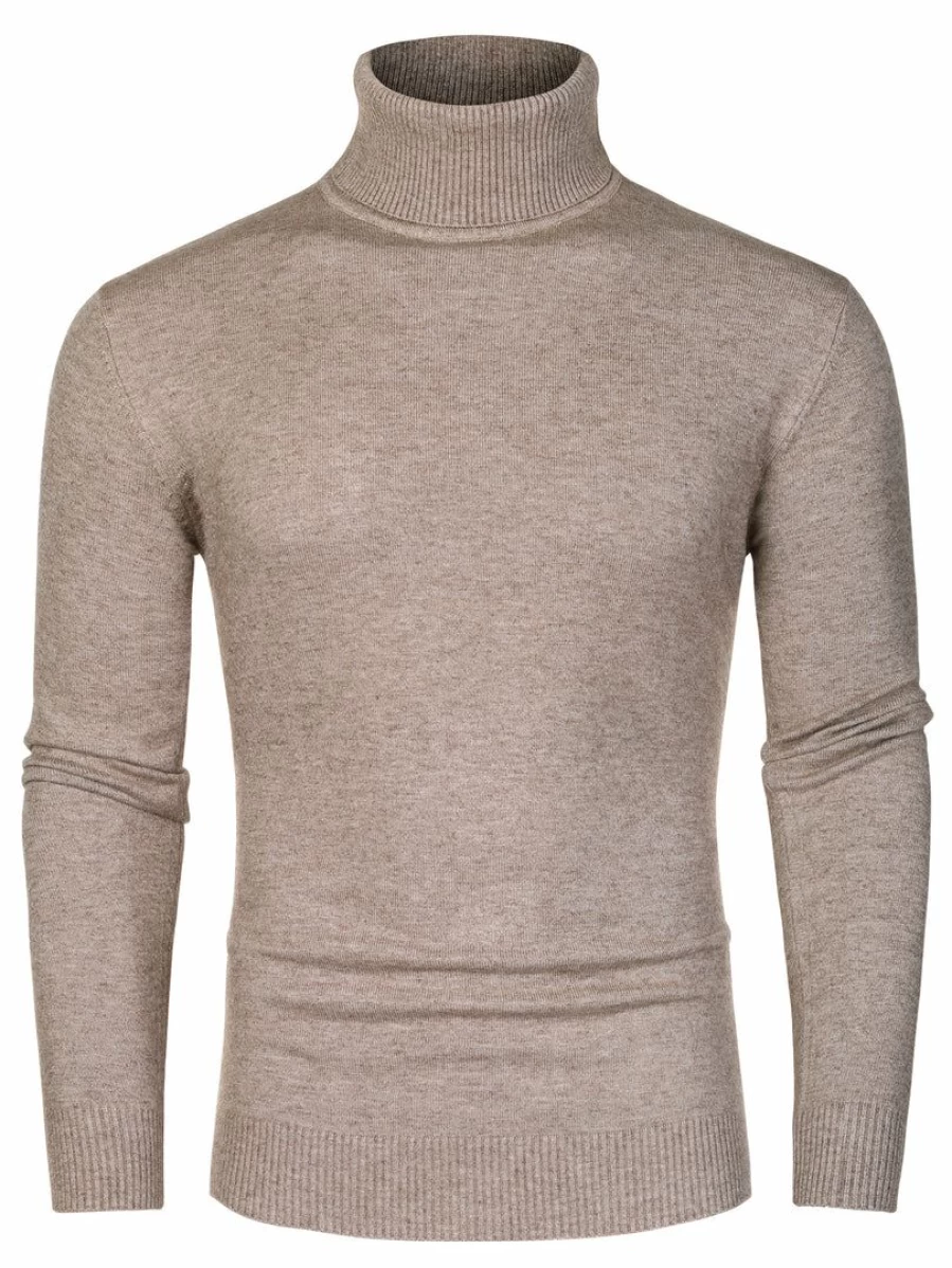 Men's Slim Fit Casual Turtleneck Sweater Long Sleeve Knit Pullover Top