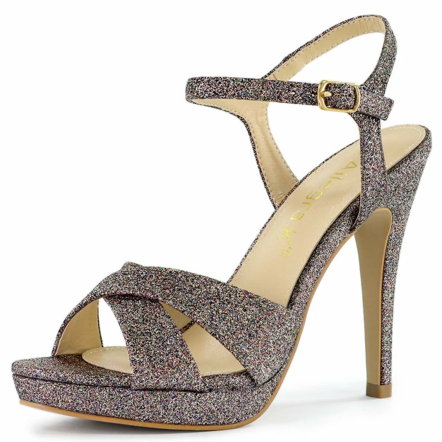 Sparkly Women's Slingback Sandals with Stiletto Heel & Platform for Elegant Occasions