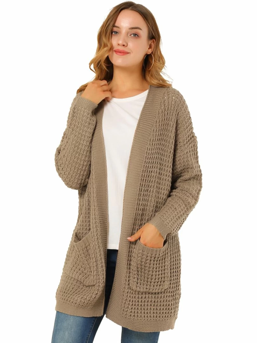 Women's Long Sleeve Open Front Cardigan Sweater Lightweight Knit Wrap Cover-Up