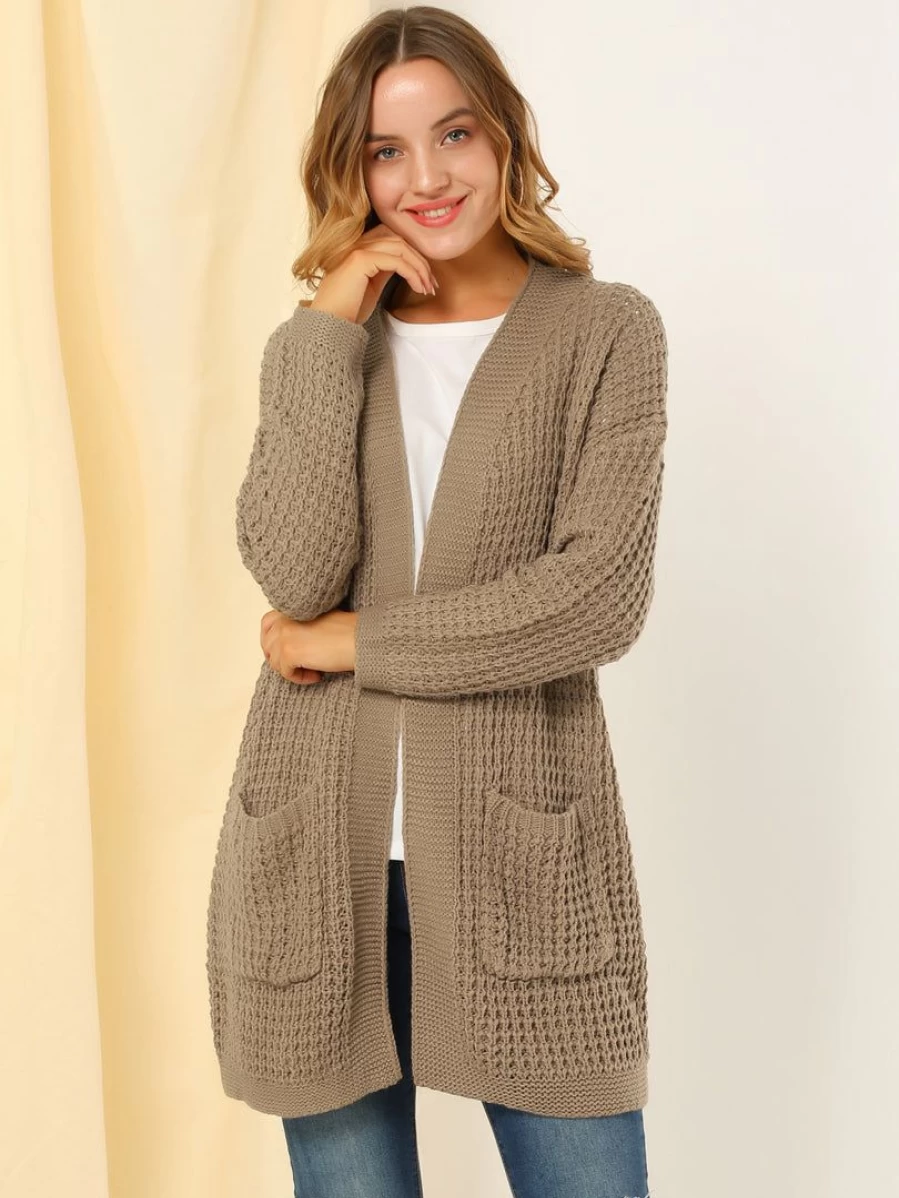 Women's Long Sleeve Open Front Cardigan Sweater Lightweight Knit Wrap Cover-Up