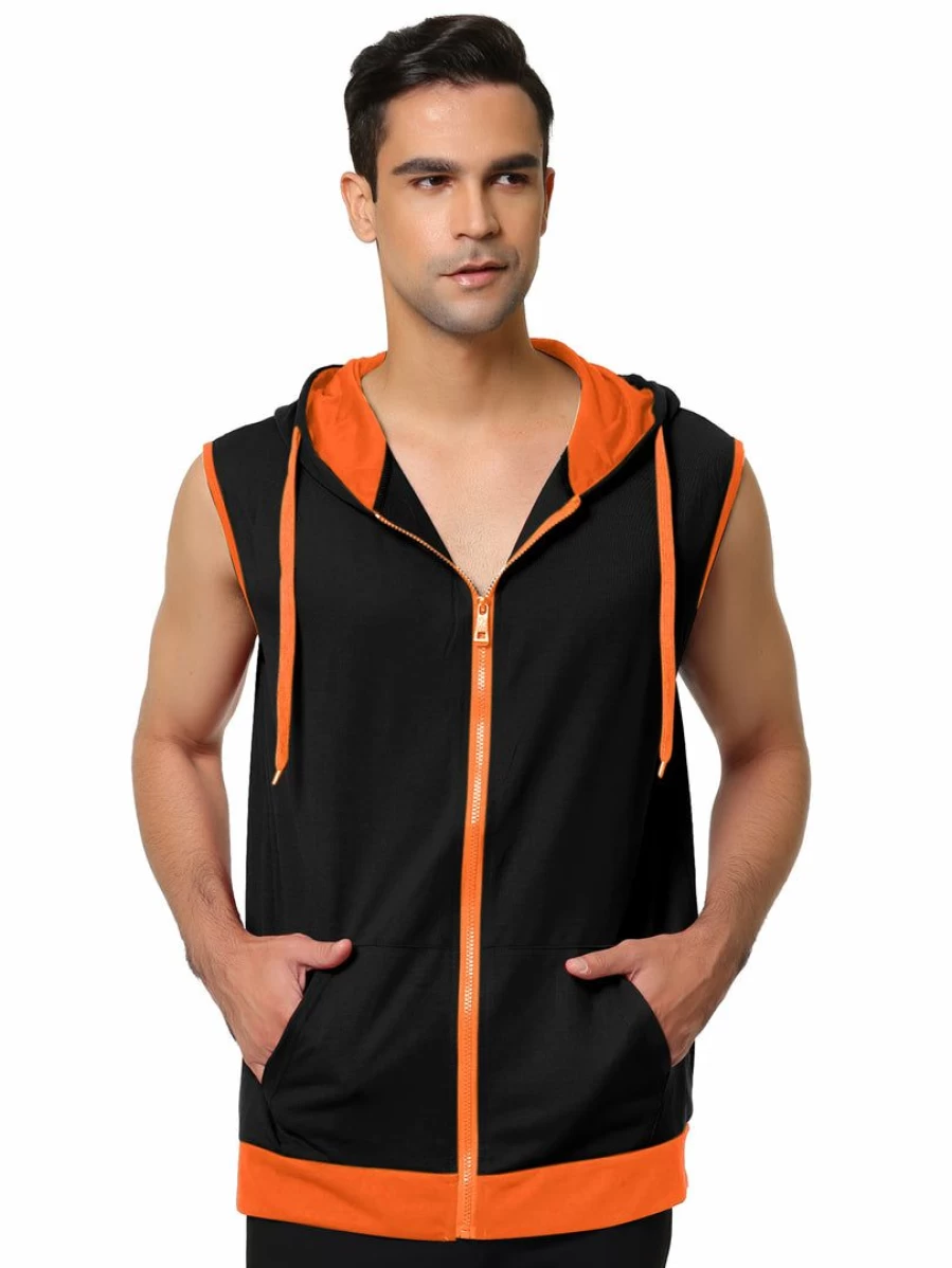 Men's Slim Fit Lightweight Sleeveless Zip-Up Hoodie Vest for Gym Workouts