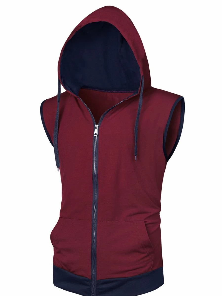 Men's Slim Fit Lightweight Sleeveless Zip-Up Hoodie Vest for Gym Workouts