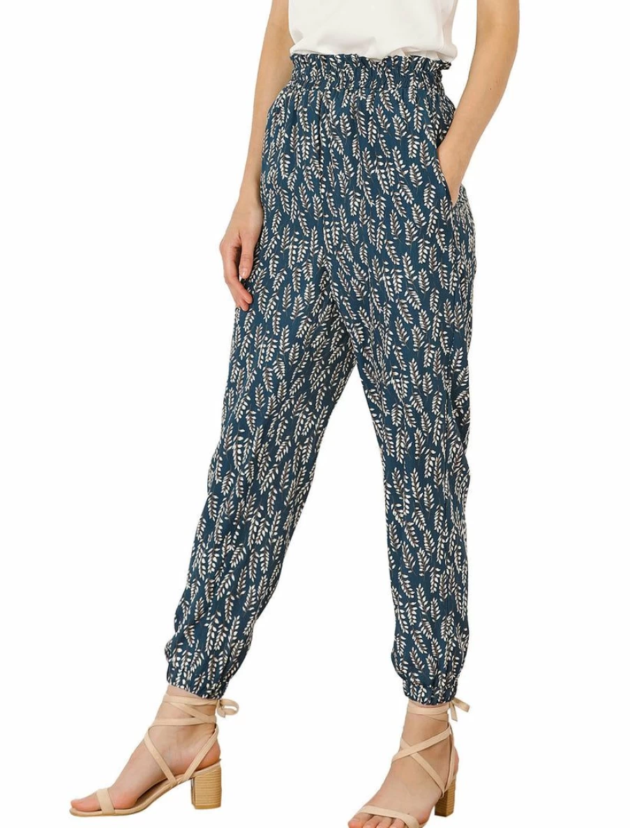 Women's Floral Print Palazzo Lounge Pants with Elastic Waist & Side Pockets