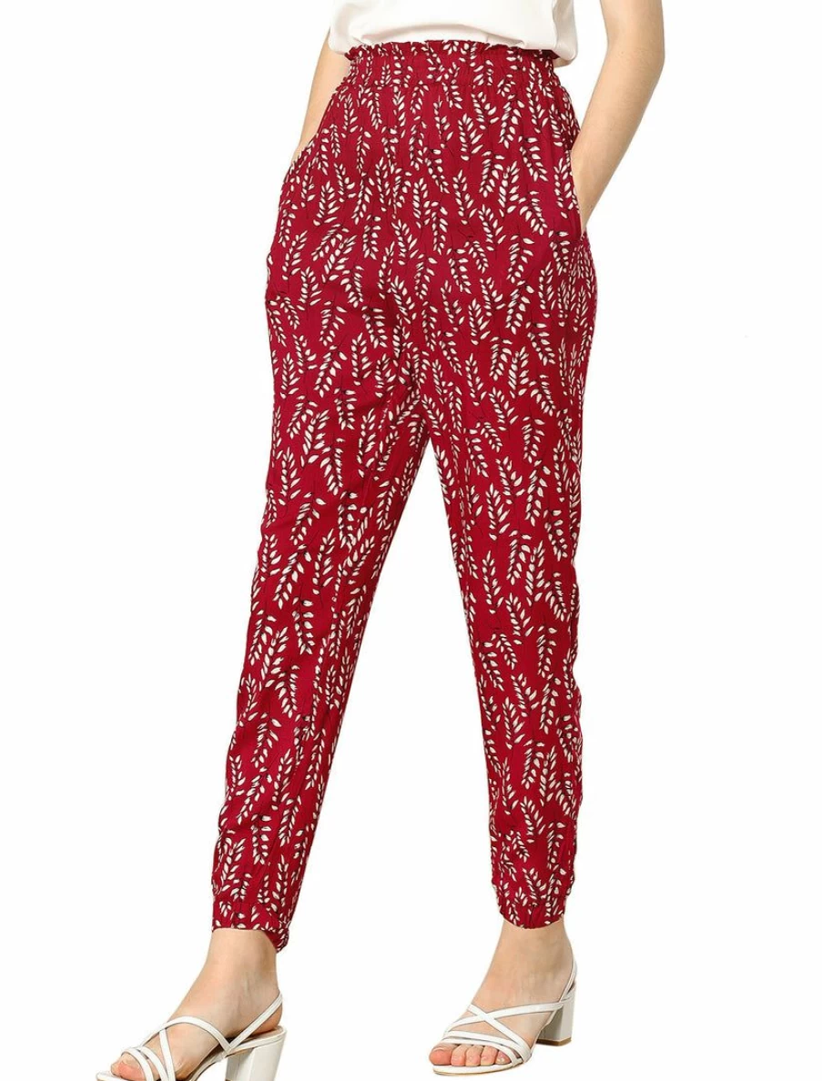 Women's Floral Print Palazzo Lounge Pants with Elastic Waist & Side Pockets