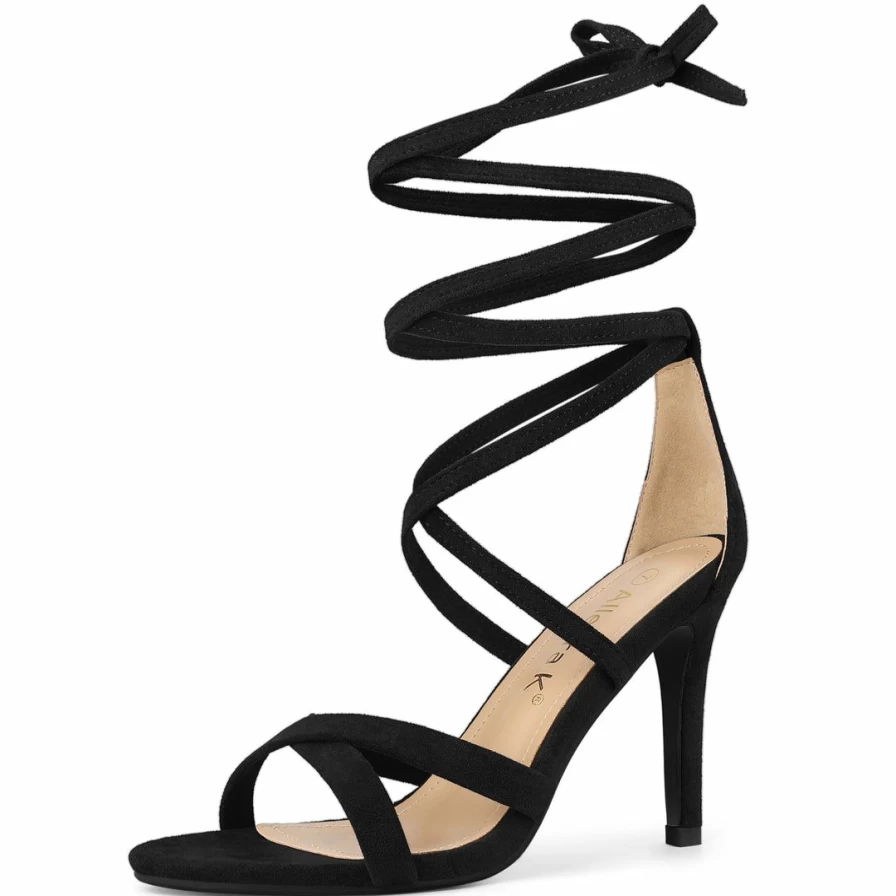 Women's Stiletto High Heel Sandals Lace Up Dress Shoes Pointed Toe Pump for Wedding Party