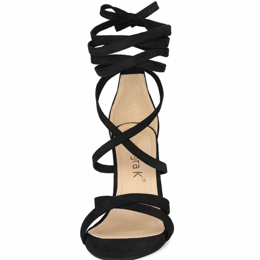 Women's Stiletto High Heel Sandals Lace Up Dress Shoes Pointed Toe Pump for Wedding Party