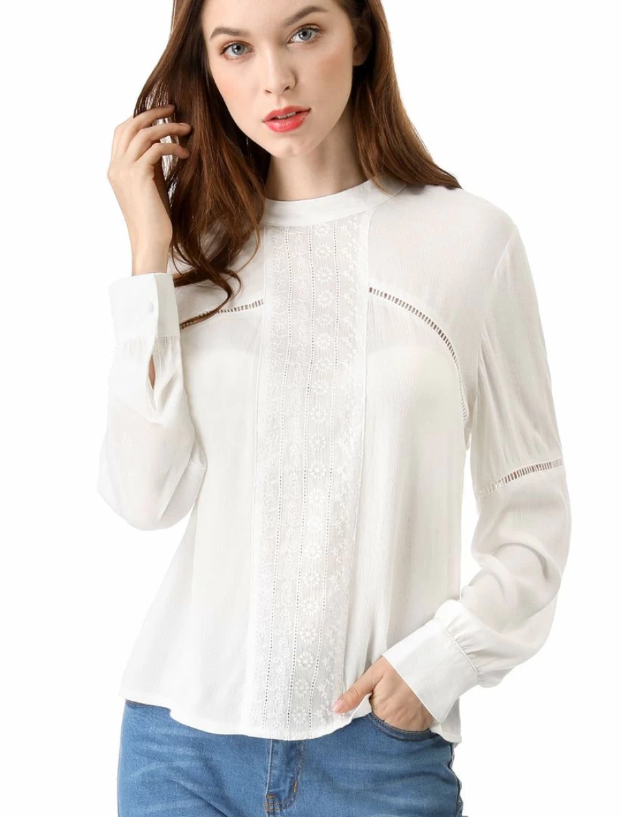 "Boho Floral Embroidered Peasant Blouse for Women - Crew Neck Bohemian Tops"