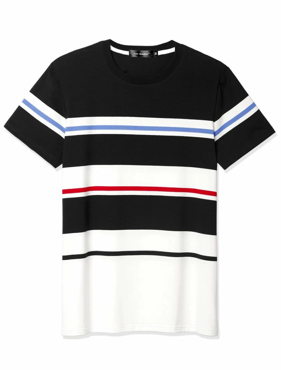 Men's Color Block Striped Crewneck Short Sleeve T-Shirts Casual Summer Top Tee