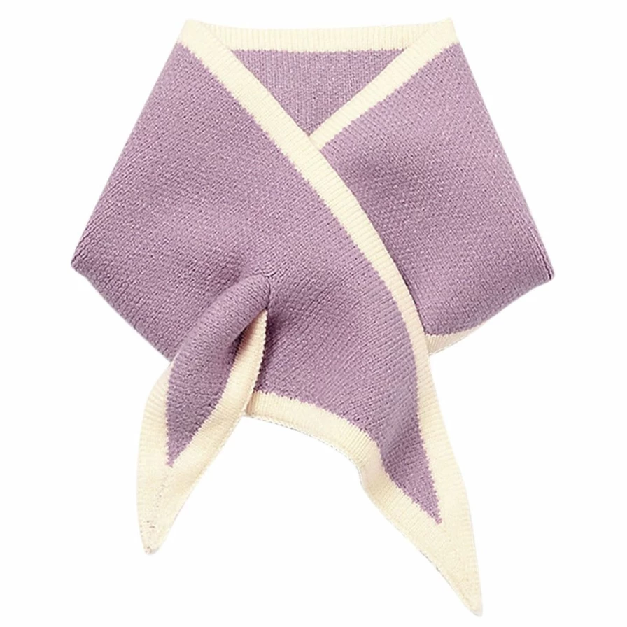 Women's Winter Knit Triangle Scarf - Contrast Color Neckerchief & Shawl Accessory