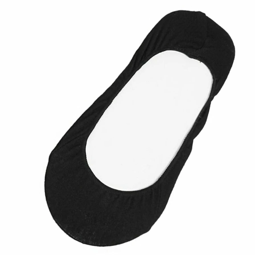 Allegra K Women's Stretchy Low Cut Loafer Socks 5-Pair Pack - Black Invisible Heel Boat Socks