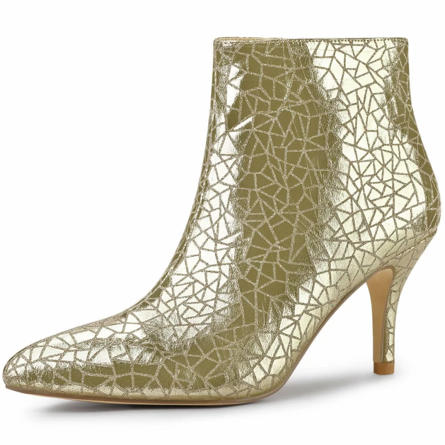Women's Sparkly Stiletto Heels Pointed Toe Ankle Boots Dress Shoes for Evening Party