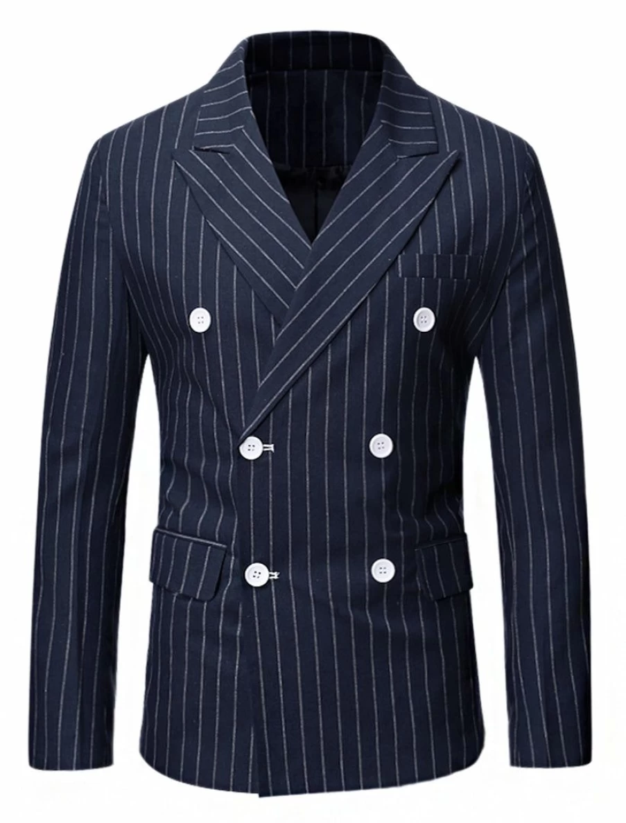 Red Slim Fit Double Breasted Men's Casual Business Blazer Sport Coat for Dress & Office