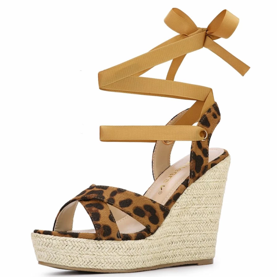 Women's Espadrille Wedge Sandals with Lace-Up Design and Platform Sole