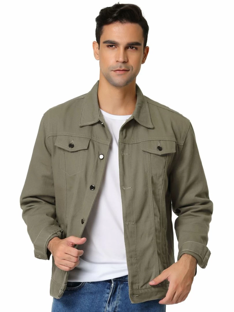 Men's Slim Fit Casual Denim Jacket Western Style Trucker Jean Coat