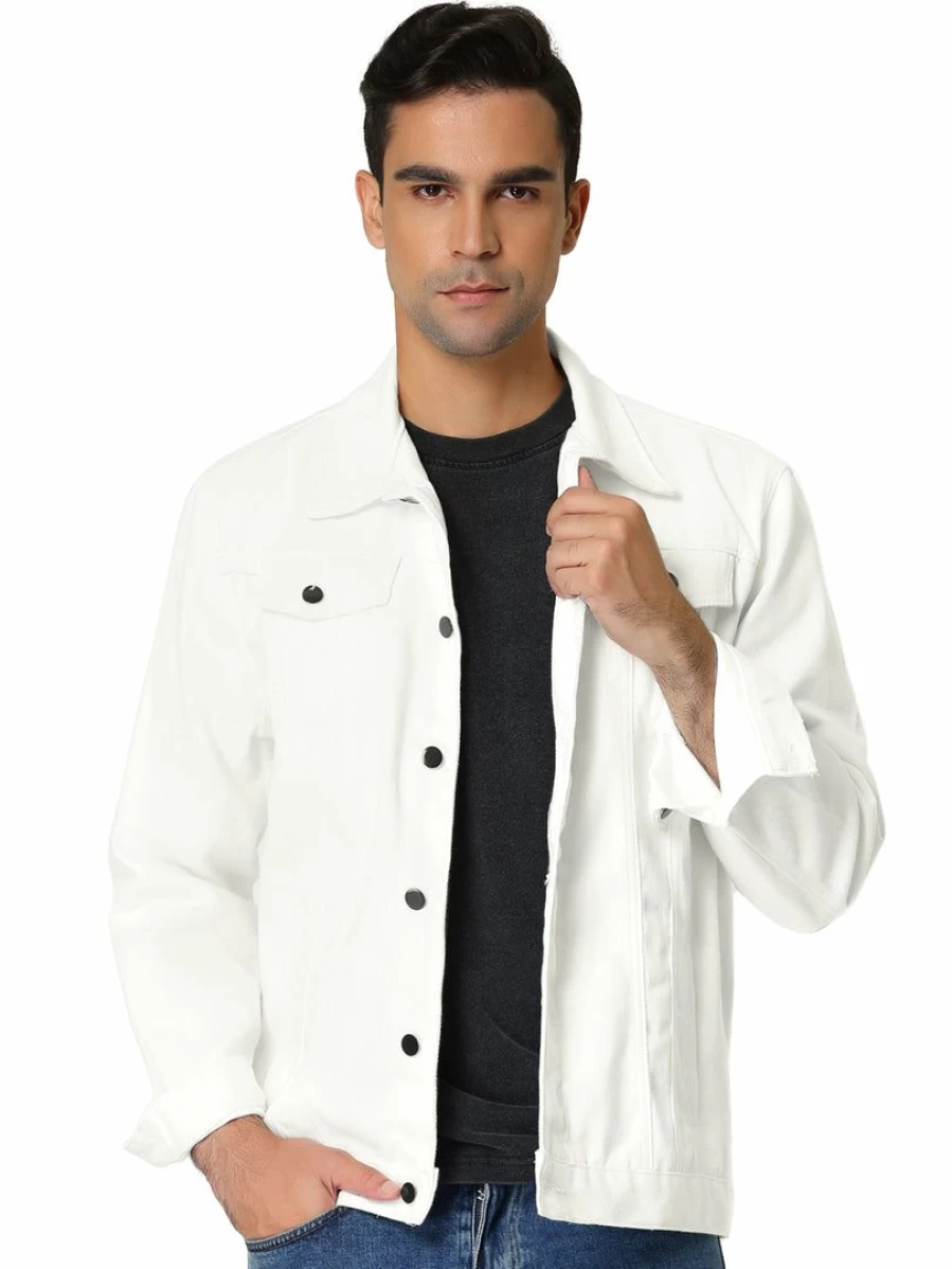 Men's Slim Fit Casual Denim Jacket Western Style Trucker Jean Coat