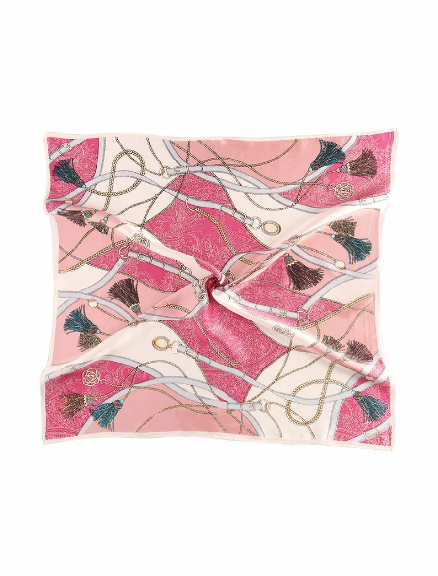 * Floral Print Satin Silk Square Scarf for Women - Fashionable Shawls & Scarves