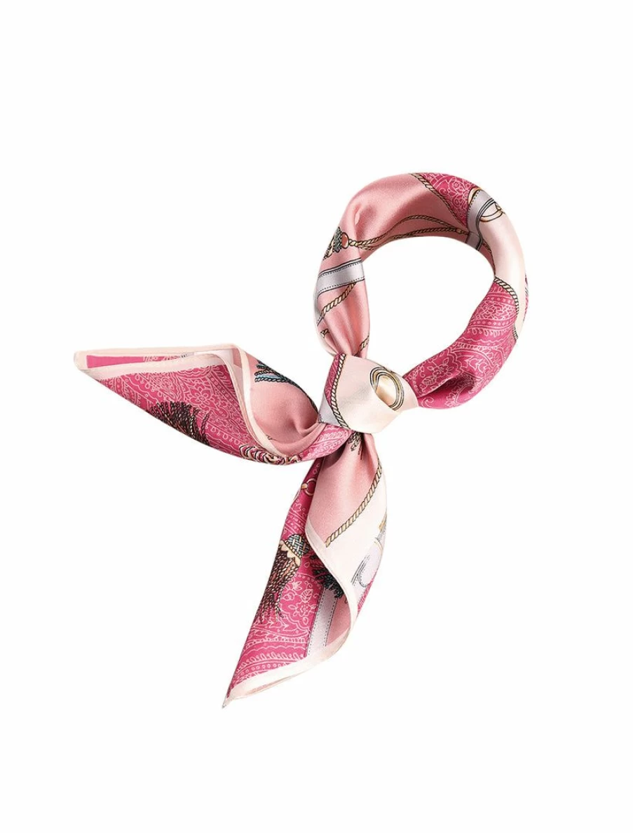* Floral Print Satin Silk Square Scarf for Women - Fashionable Shawls & Scarves