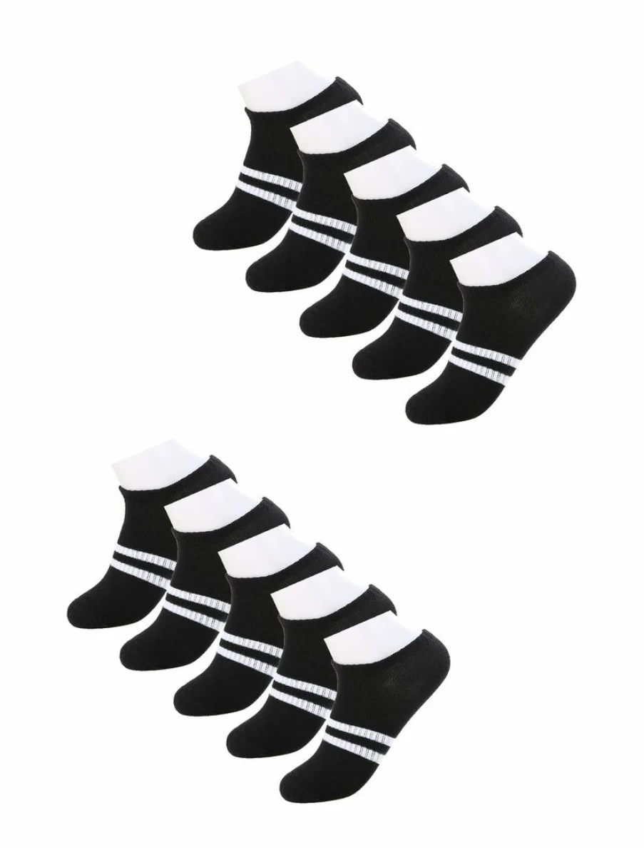 Low Cut No Show Ankle Socks 10 Pairs Striped Cotton Casual Socks for Men Women