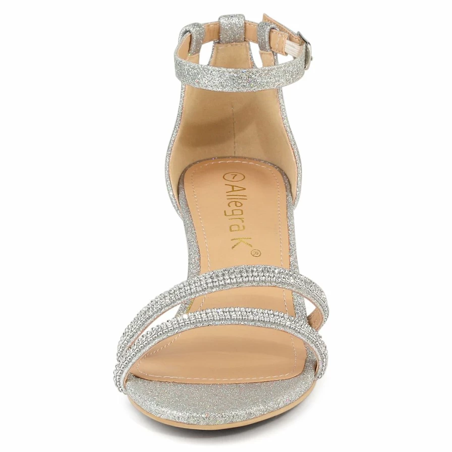 Sparkly Women's Kitten Heel Sandals Stiletto Dress Shoes with Glitter for Parties & Evening Wear