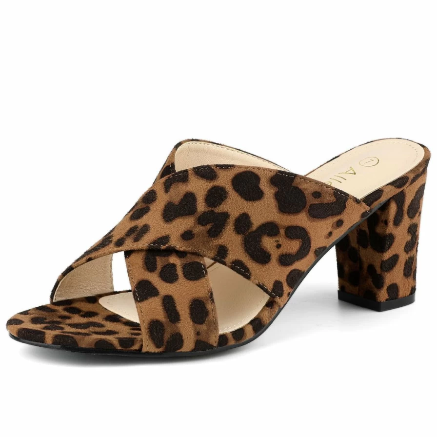 Women's Crisscross Strap Block Heel Slide Sandals - Comfortable & Stylish Summer Footwear