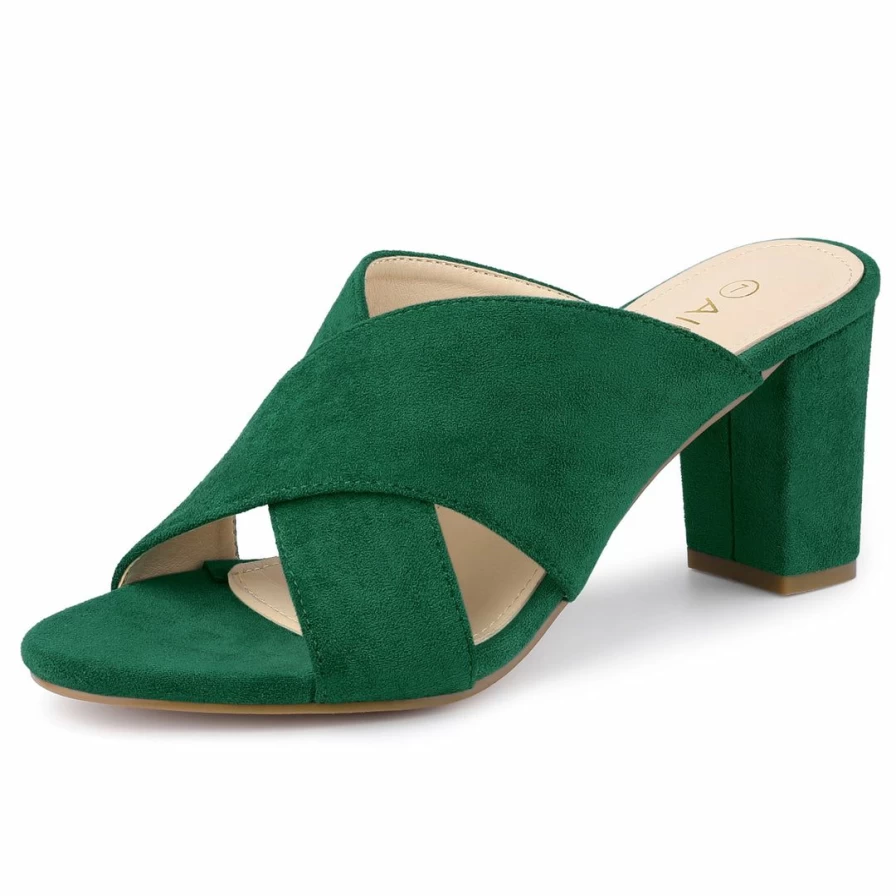 Women's Crisscross Strap Block Heel Slide Sandals - Comfortable & Stylish Summer Footwear