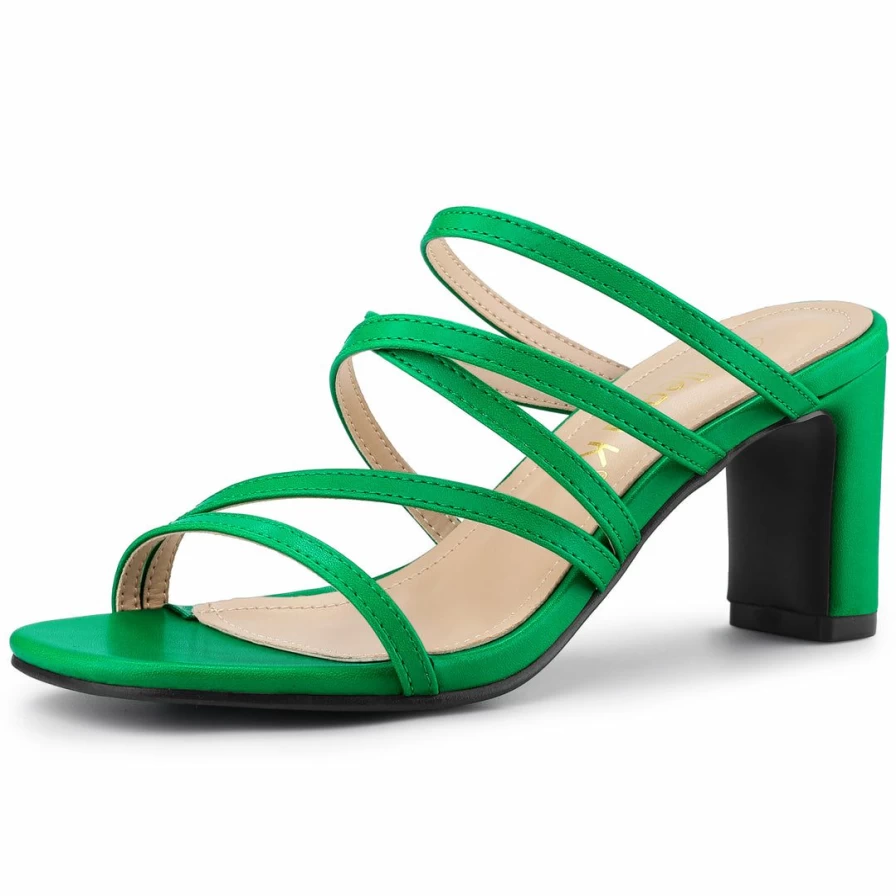 Women's Slip-On Crisscross Strap Block Heel Sandals - Comfortable Dress Shoes for Casual & Formal Wear