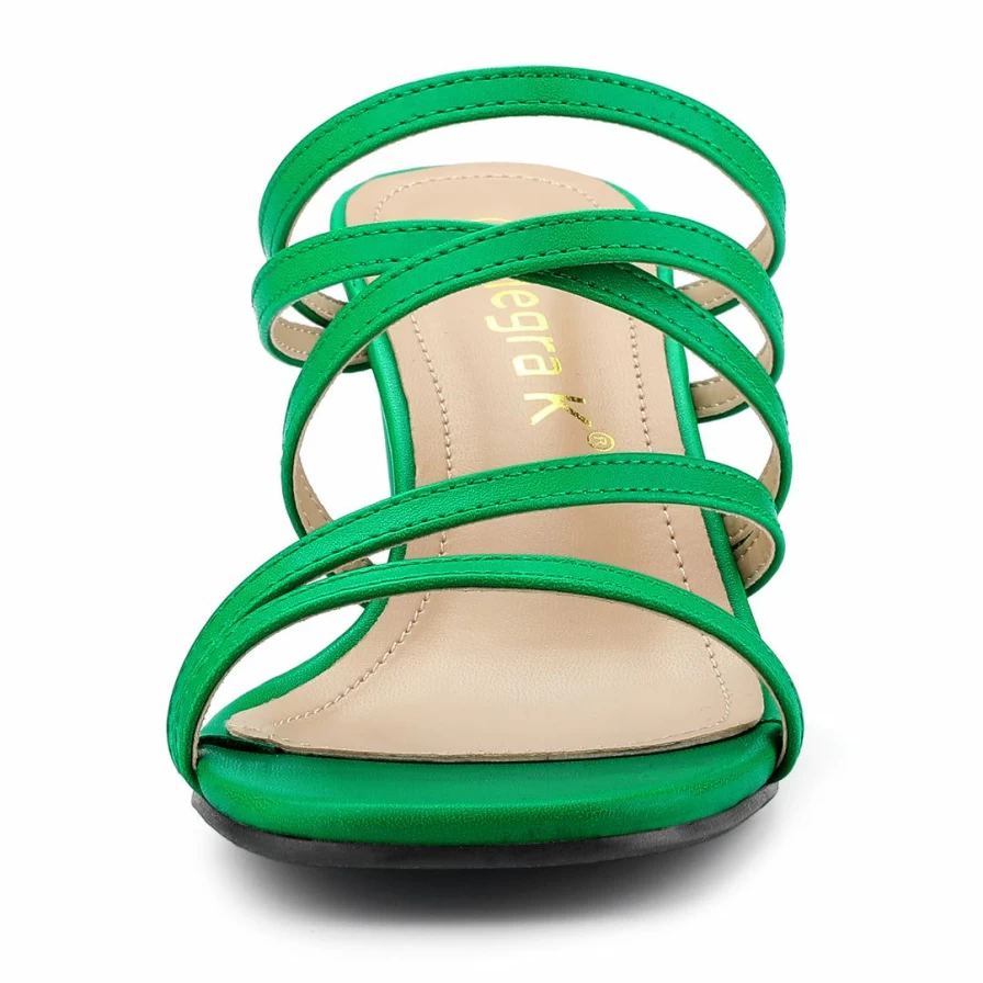 Women's Slip-On Crisscross Strap Block Heel Sandals - Comfortable Dress Shoes for Casual & Formal Wear